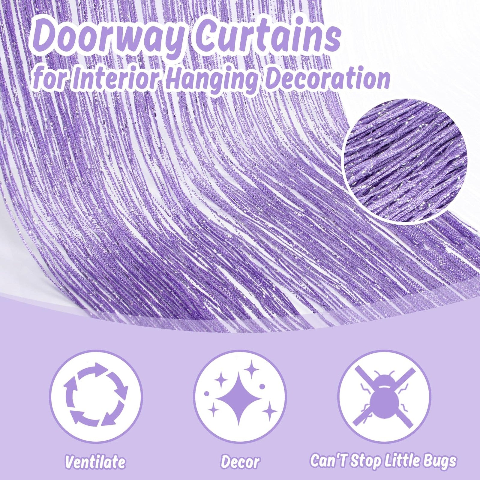 String Curtains for Doorways - Doorway Curtain Sequin Semi-Sheer Handmade