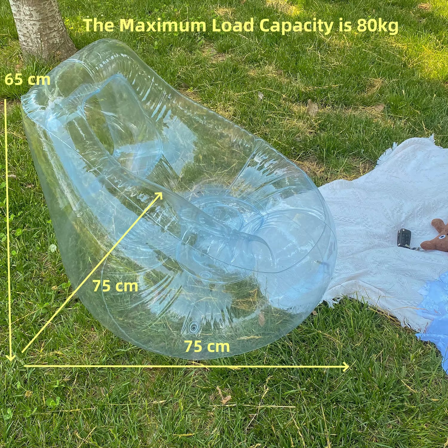 Transparent Inflatable Air Sofa Chair, Clear PVC Foldable Inflatable Single Sofa for Camping Traveling