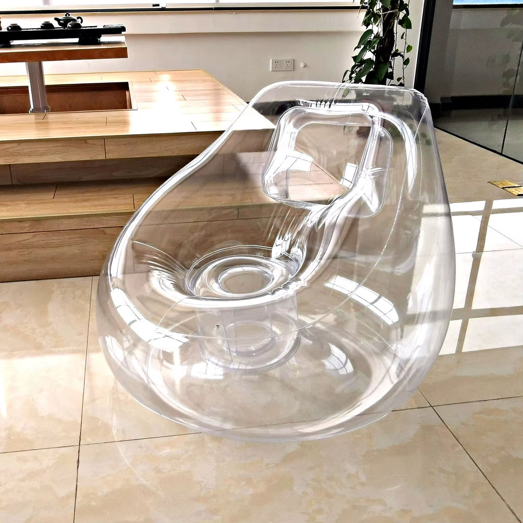 Transparent Inflatable Air Sofa Chair, Clear PVC Foldable Inflatable Single Sofa for Camping Traveling